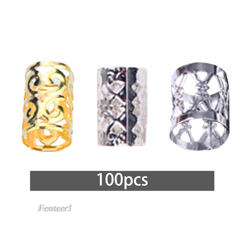 Set 100 Vòng Kim Loại Xỏ Hạt Dùng Để Trang Trí Tóc Bện / Râu