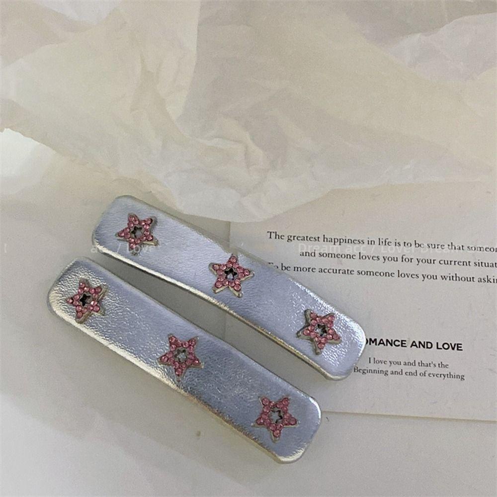 LOMBARD Kẹp Tóc Xốp Hình Ngôi Sao Bằng Da Màu Bạc Cổ Điển Cho Nữ