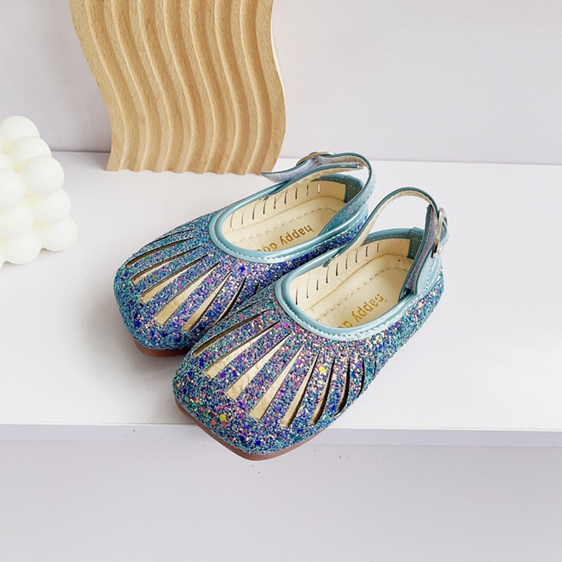 Giày Búp Bê Đế Bằng Đính Kim Sa Lấp Lánh Thời Trang Mùa Hè Phong Cách Mới Cho