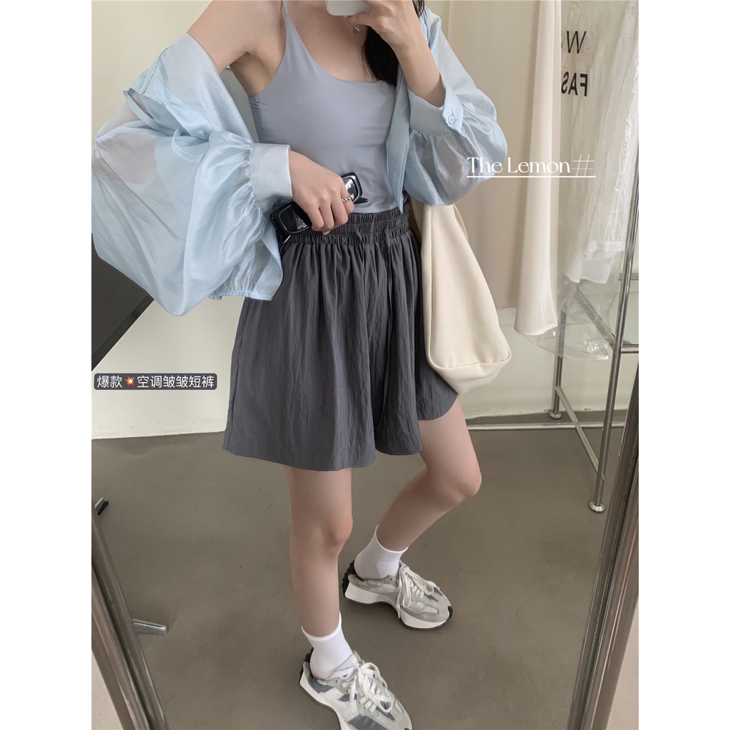 Quần ngắn ống rộng Dây Rút Phong Cách Hàn Quốc Thời Trang Mùa Hè Hàng Mới Dành Cho Bạn Nữ