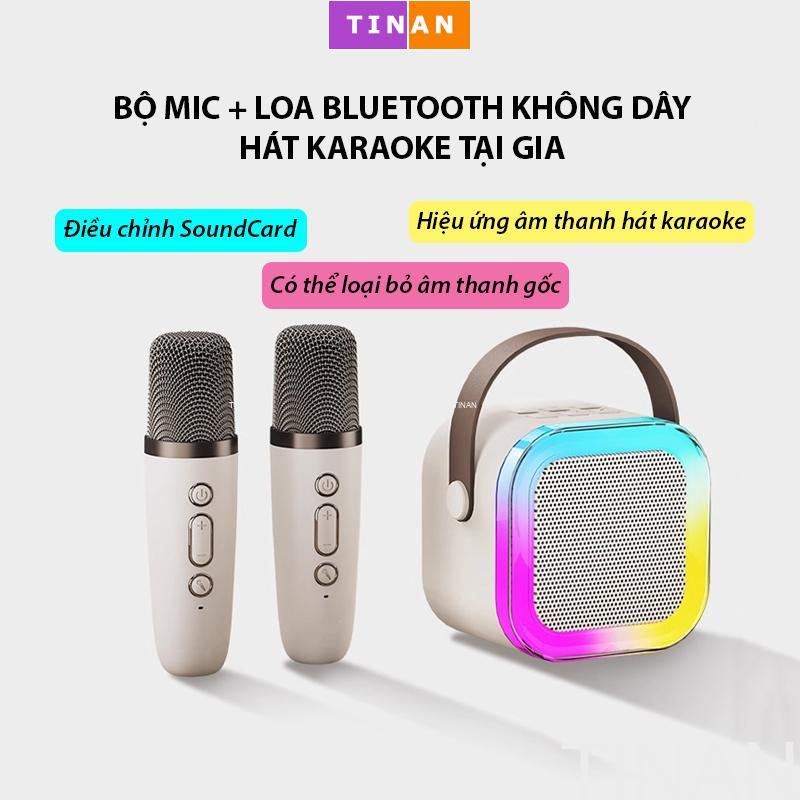 Bộ Loa Bluetooth + 2 Mic Không Dây Mini Hát Karaoke Tại Nhà K12, Có Thể Thay Đổi Giọng, Dễ Sử Dụng