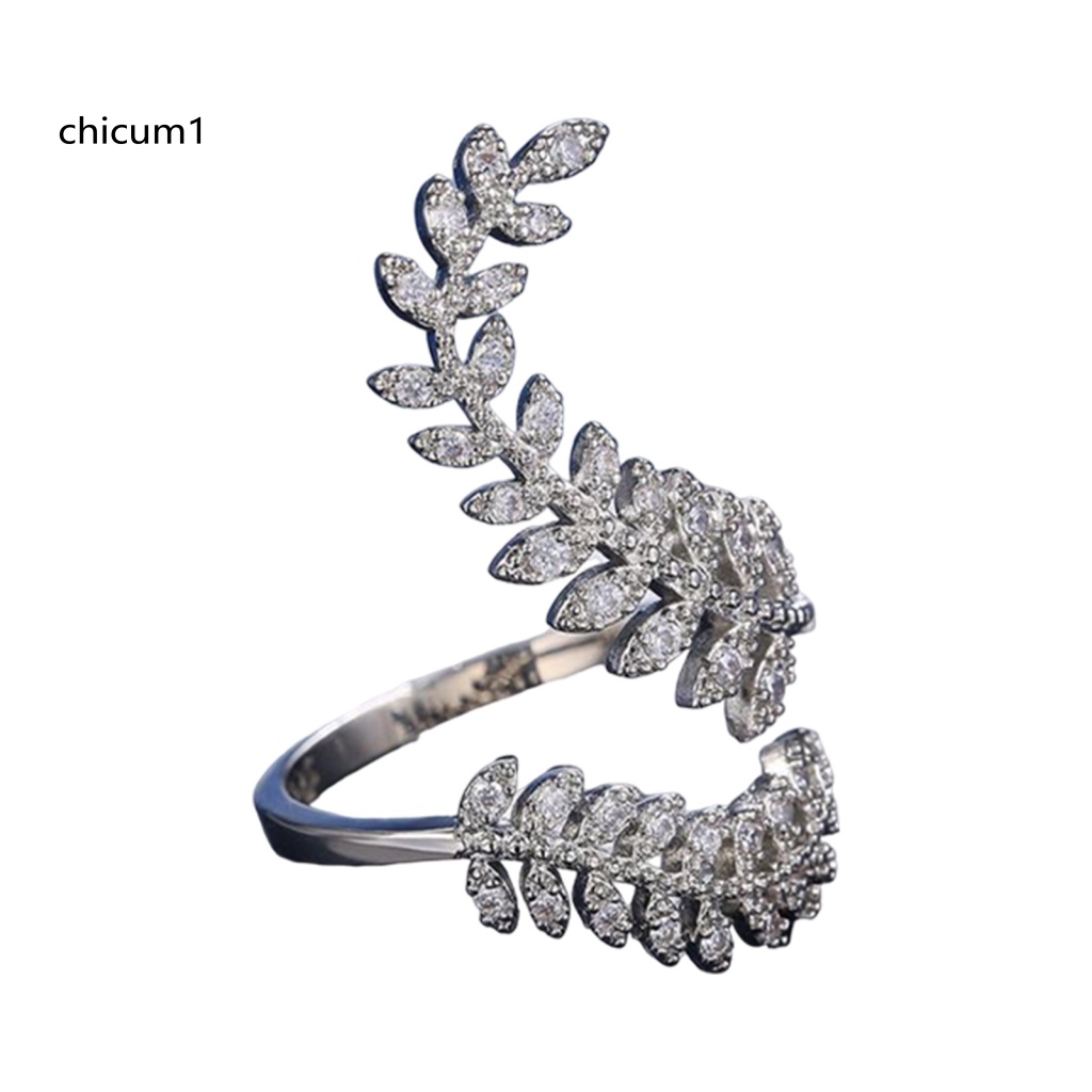 Nhẫn Đeo Tay CC Hình Chiếc Lá Màu Sắc Duyên Dáng Có Thể Điều Chỉnh Kích Thước