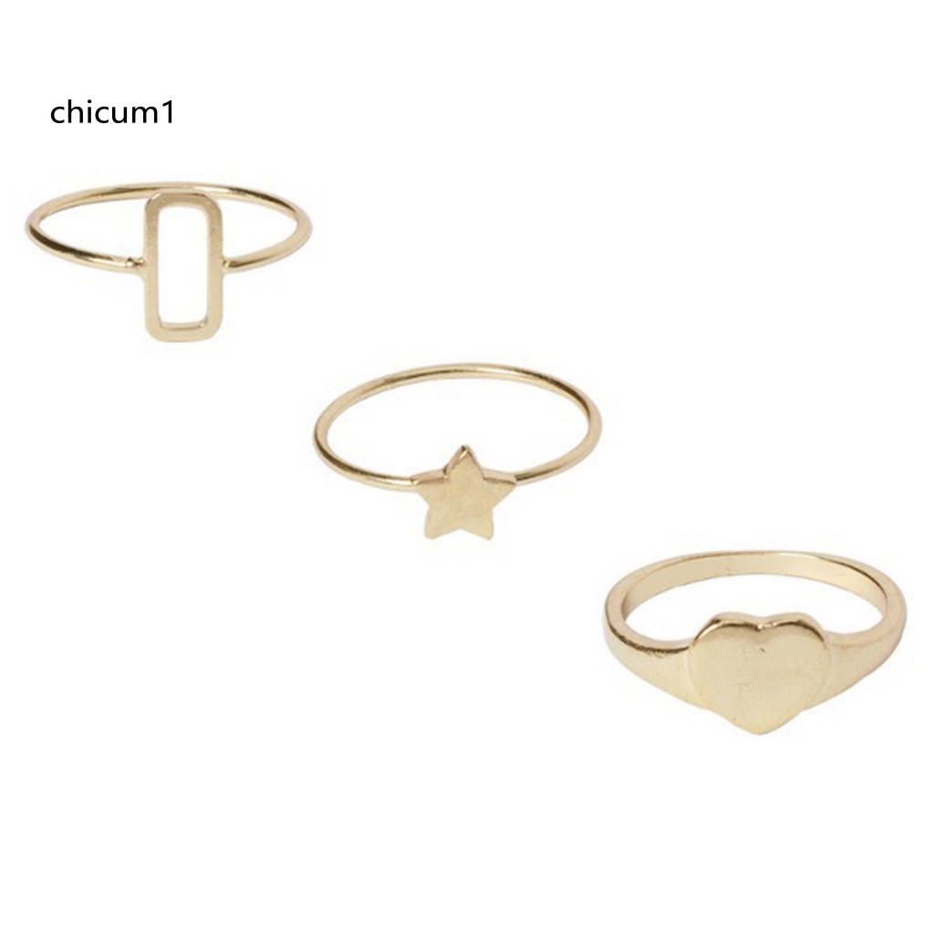 Set 8 Nhẫn Mạ Điện Đính Đá Hình Ngôi Sao Năm Cánh Thời Trang