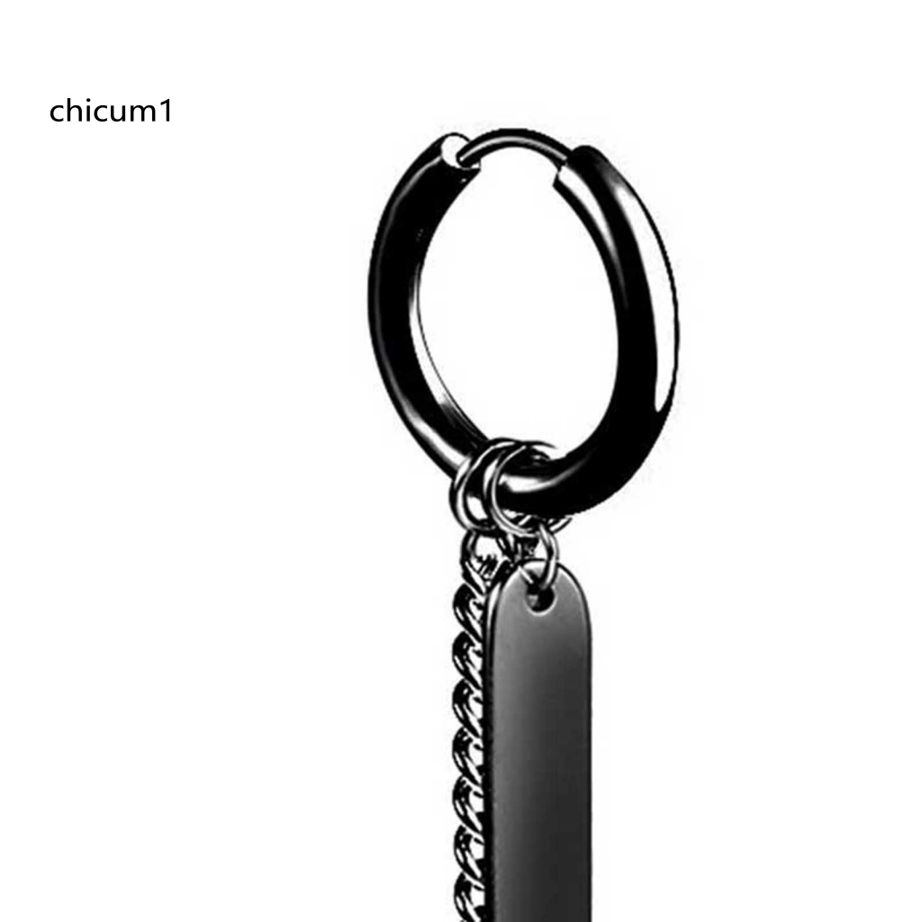 1 Khuyên Tai Dạng Vòng Dài Bằng Thép Không Gỉ Unisex