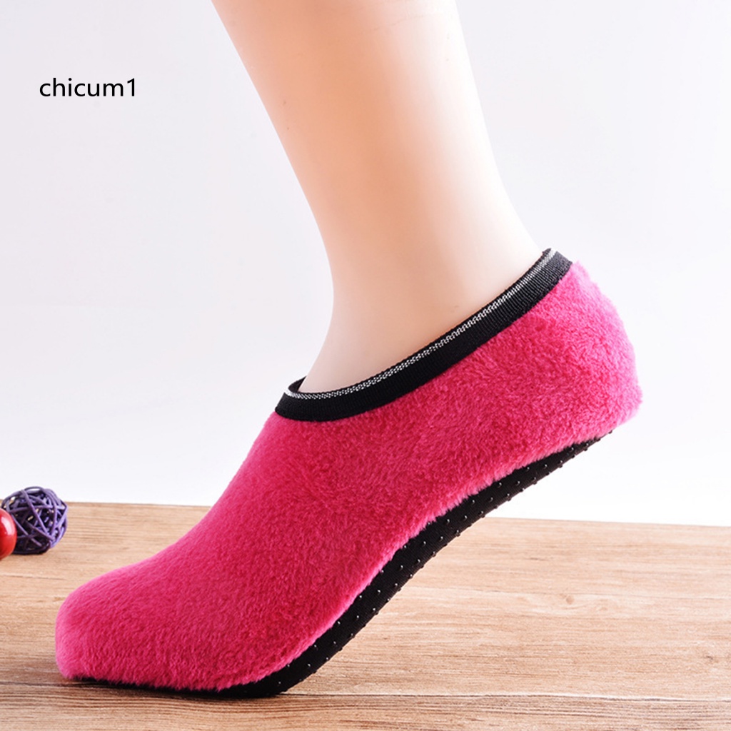 1 Đôi Vớ Dày Giữ Ấm Chống Trượt Màu Sắc Tương Phản Thời Trang Mùa Đông Cho Nữ