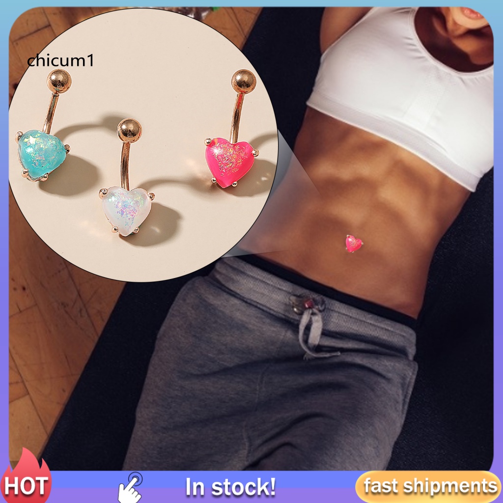 Khuyên RốN HìNh Tim ĐíNh Đá BằNg ThéP Không Gỉ