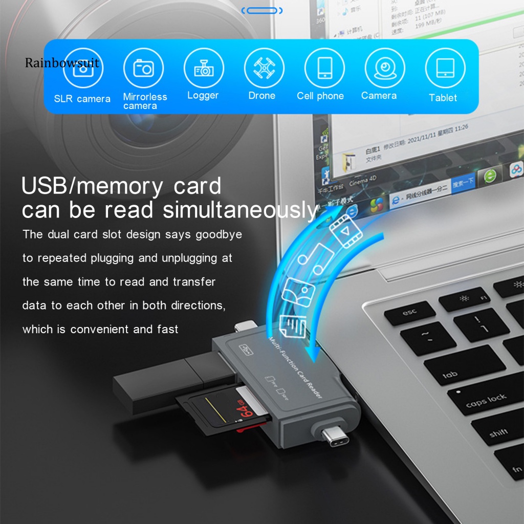 Đầu Đọc Thẻ Nhớ Micro USB Type-C TF SD Tốc Độ Cao Đa Năng