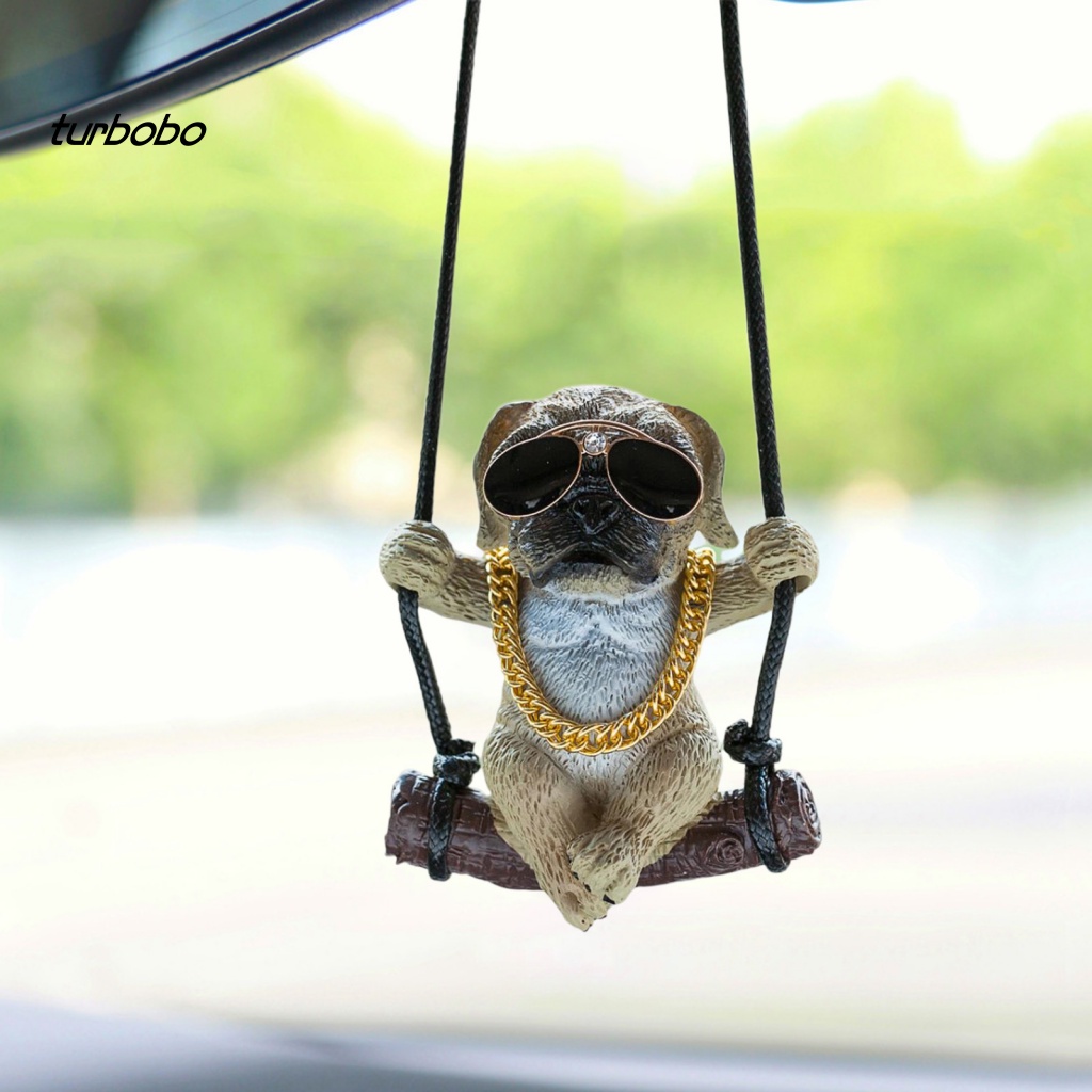 Phụ Kiện Treo Trang Trí Gương Chiếu Hậu Xe Hơi Hình Chó Bull / Pug Mini Bằng Nhựa Resin Dễ Thương