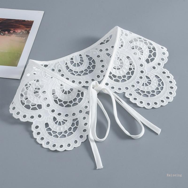 Khăn Choàng Cổ Mini Màu Trắng Thêu Họa Tiết Hoa Xinh Xắn Thời Trang Cho Nữ