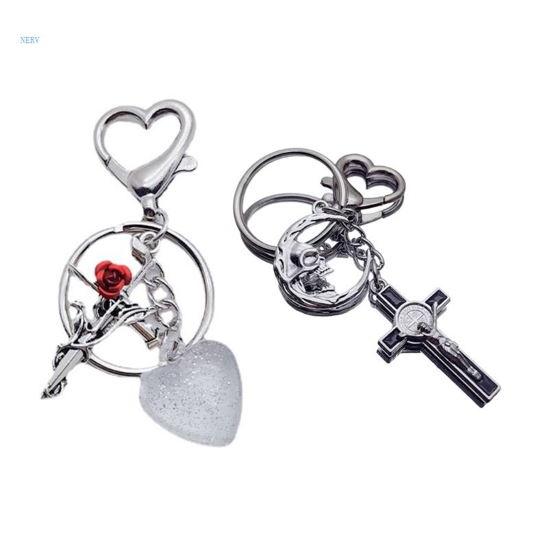 Móc Khóa Hình Mặt Trăng / Hoa Hồng / Đầu Lâu Tinh Tế Cho Nữ