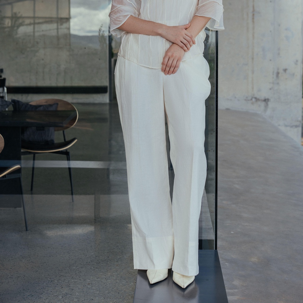 BLEND LINEN PANTS - Quần ống suông dáng basic