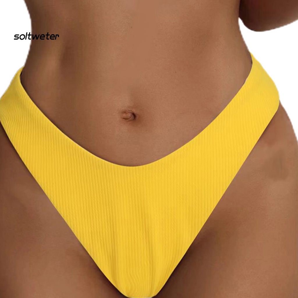 Bộ Đồ Bơi Tam Giác Lưng Cao Màu Sắc Trơn Thắt Nút Phía Trước Quyến Rũ Cho Nữ