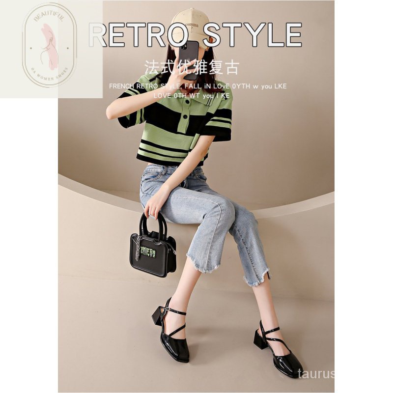 Sandal Cao Gót 6-8cm Chất Liệu Cao Su PU Đế Dày Phong Cách Thời Trang 2023