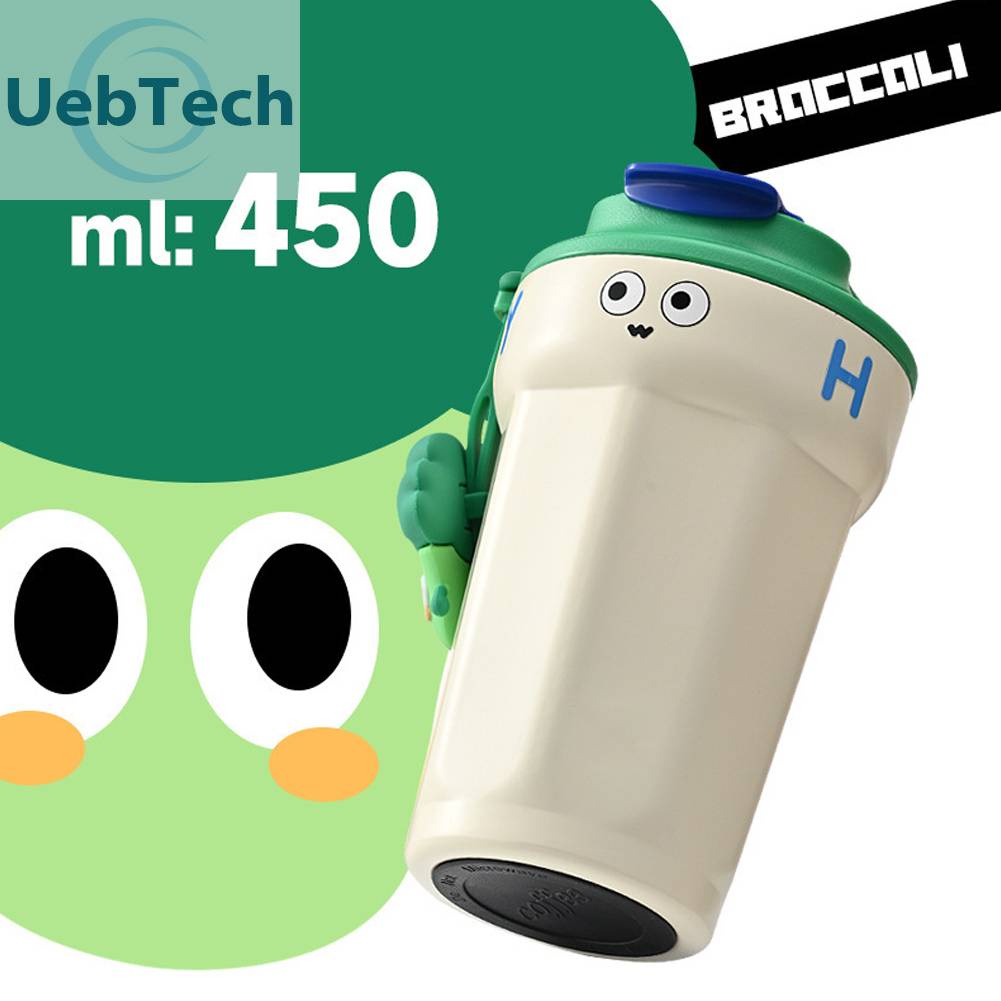 Bình Nước 450ML Bằng Thép Không Gỉ In Họa Tiết Hoạt Hình Dễ Thương Tiện Dụng Mang