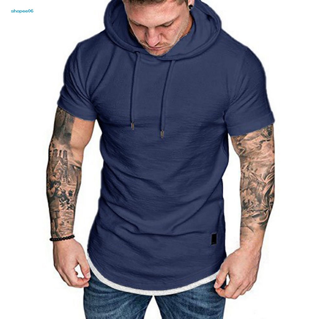 Áo Hoodie Thể Thao Tay Ngắn Dáng Ôm Thời Trang Cho Nam