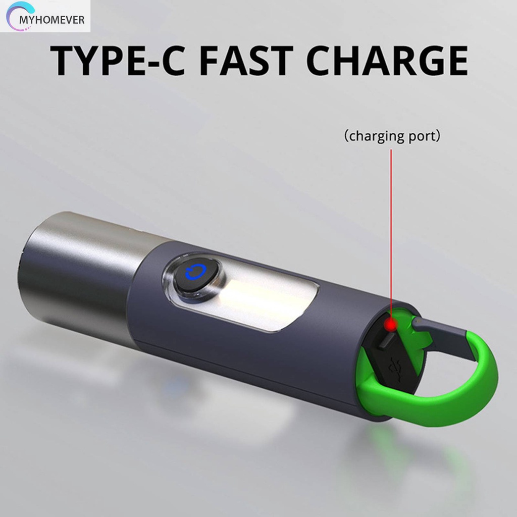 Móc Khóa Đèn Pin Mini 4 Chế Độ 1200mAh Chống Nước Kèm Chụp Đèn