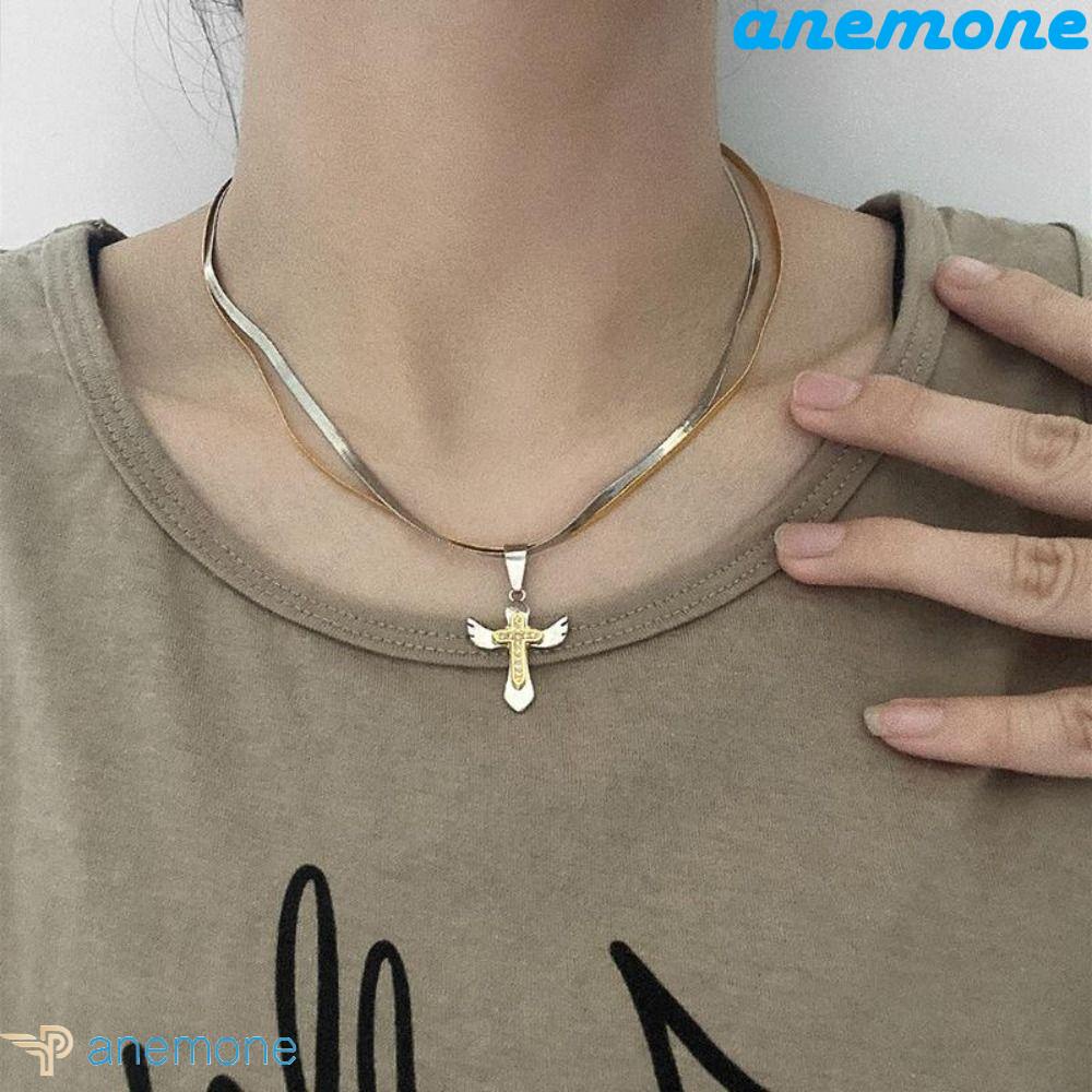 ANEMONE Vòng cổ Mặt Thánh Giá Phong Cách Hiphop Đơn Giản Dành Cho Nam Và Nữ