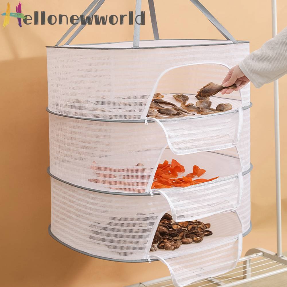 Lồng Lưới Phơi Khô Cá / Rau Củ / Trái Cây / Thảo Dược 4 Lớp Gấp Gọn Chống Khô