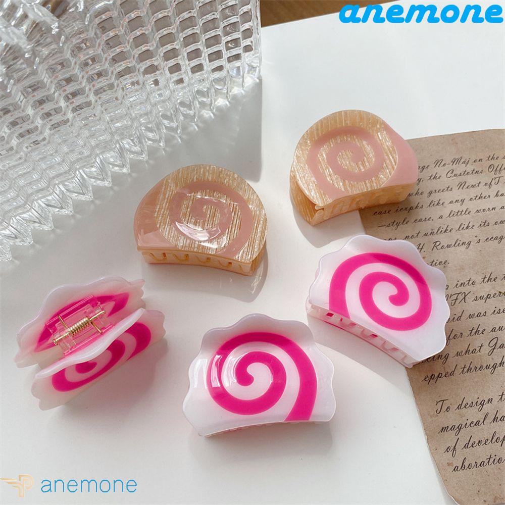 ANEMONE Kẹp Tóc Càng Cua Hình Học Xoắn Ốc Phong Cách Hàn Quốc Ngọt Ngào Cho Nữ