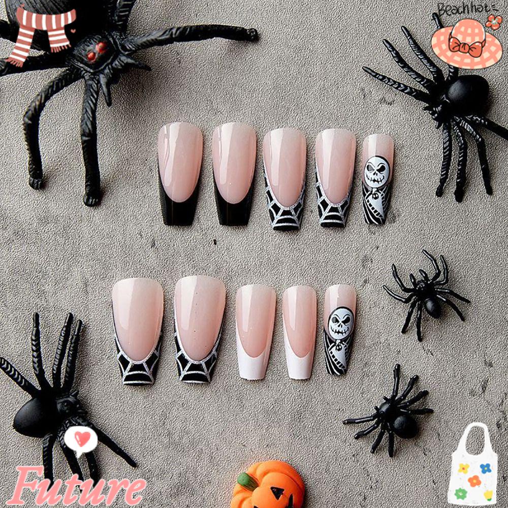 FUTURE Bộ 24 Móng Tay Giả Che Phủ Toàn Diện Có Thể Tháo Rời Dùng Hóa Trang Halloween