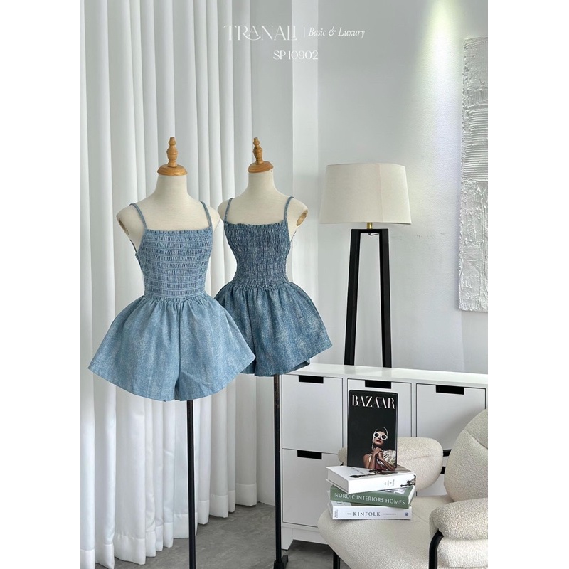 Jumpsuit bò 2 dây chun ngực chất bò giấy mềm siêu hot | BigBuy360 - bigbuy360.vn