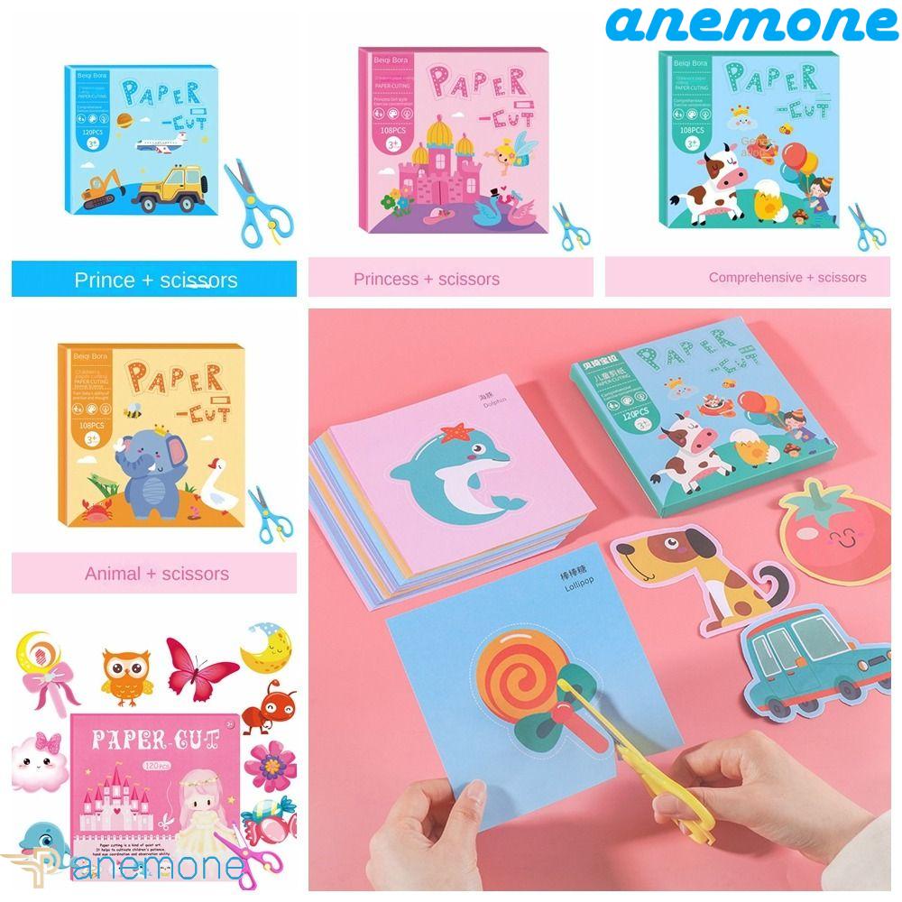 ANEMONE Set 120 Món Đồ Chơi Giấy Cắt Thủ Công DIY Kèm Kéo Cho Bé