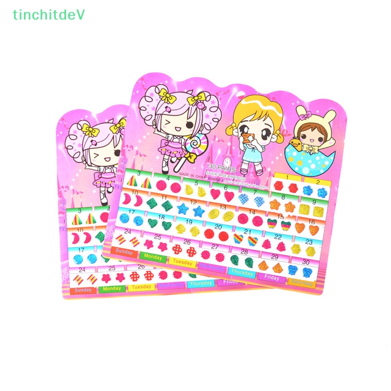 [TinchitdeV] 1 Tờ Bông Tai Pha Lê Nhiều Màu Sắc Thời Trang Đồ Chơi Trẻ Em [Mới]