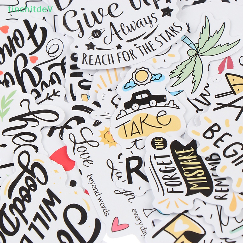 Bộ 50 Sticker Câu Trích Dẫn Động Lực Chống Thấm Nước Dùng Trang Trí Ván Trượt Laptop Diy