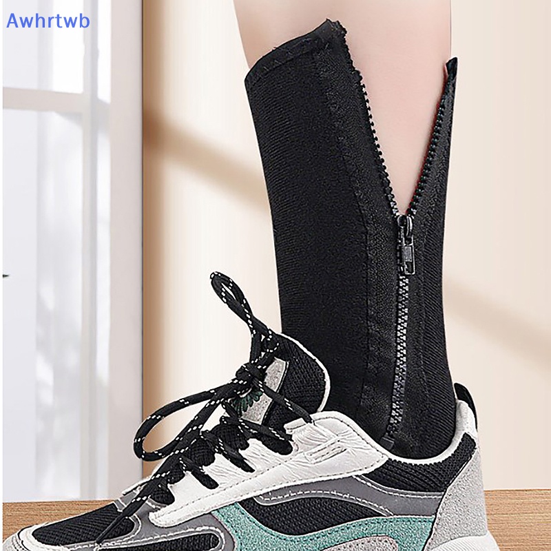 1 Đôi Vớ Nén Cao Đến Đầu Gối Có Dây Kéo Màu Trơn Độ Co Giãn Cao Hỗ Trợ Chăm Sóc Sức Khỏe Mới