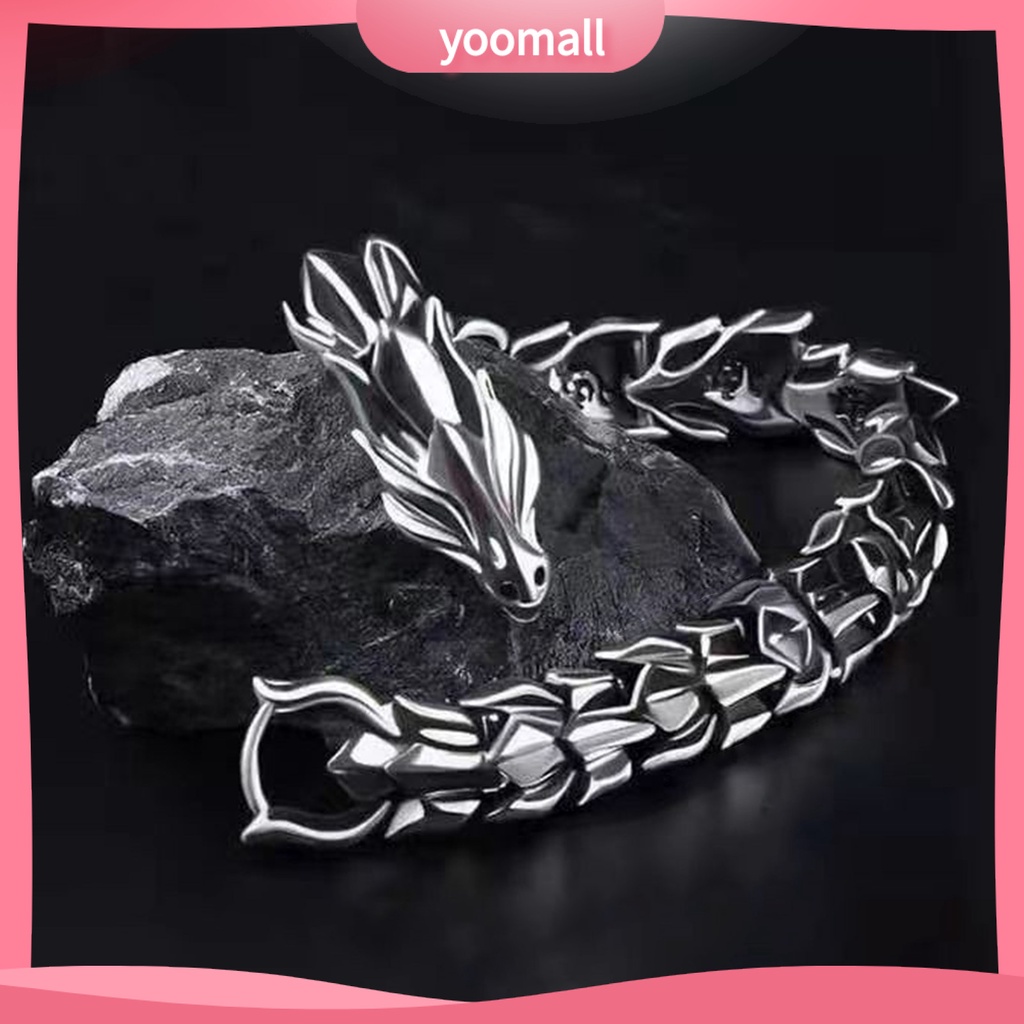 Vòng Tay Hình Đầu Rồng Phong Cách Punk Hip Hop Âu Mỹ Cá Tính Dành Cho Nam