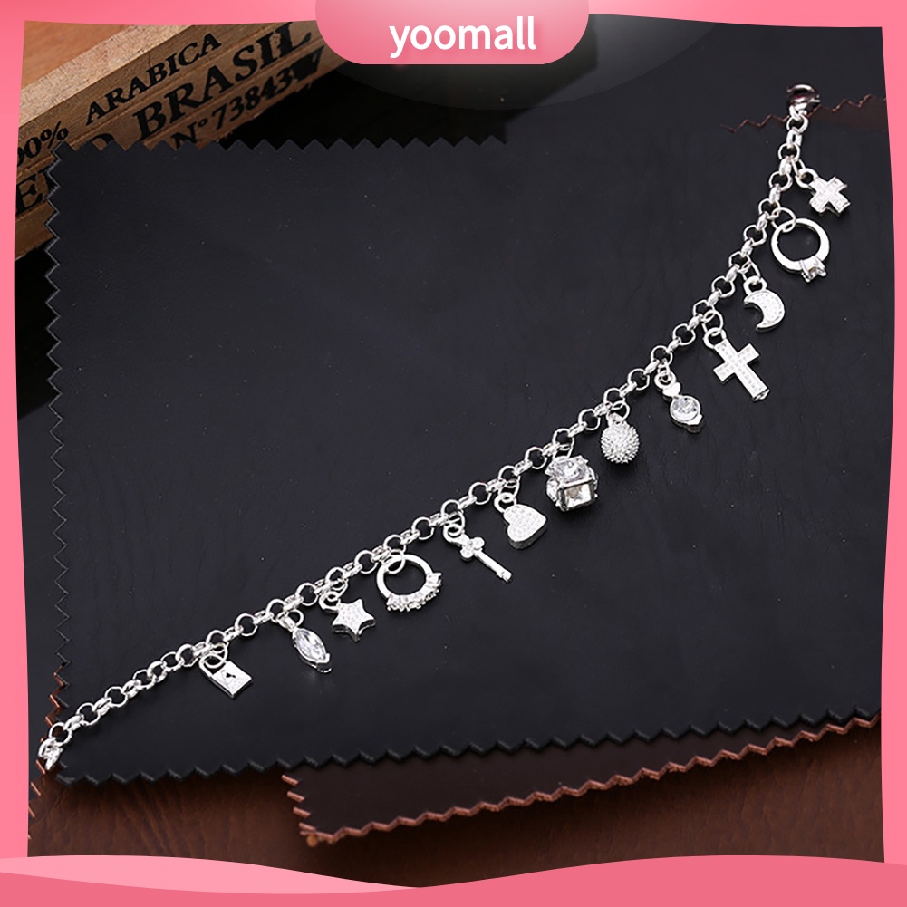 Vòng Tay Mạ Bạc Mặt Thánh Giá / Mặt Trăng / Ngôi Sao 13 Kiểu Thời Trang Cho Nữ