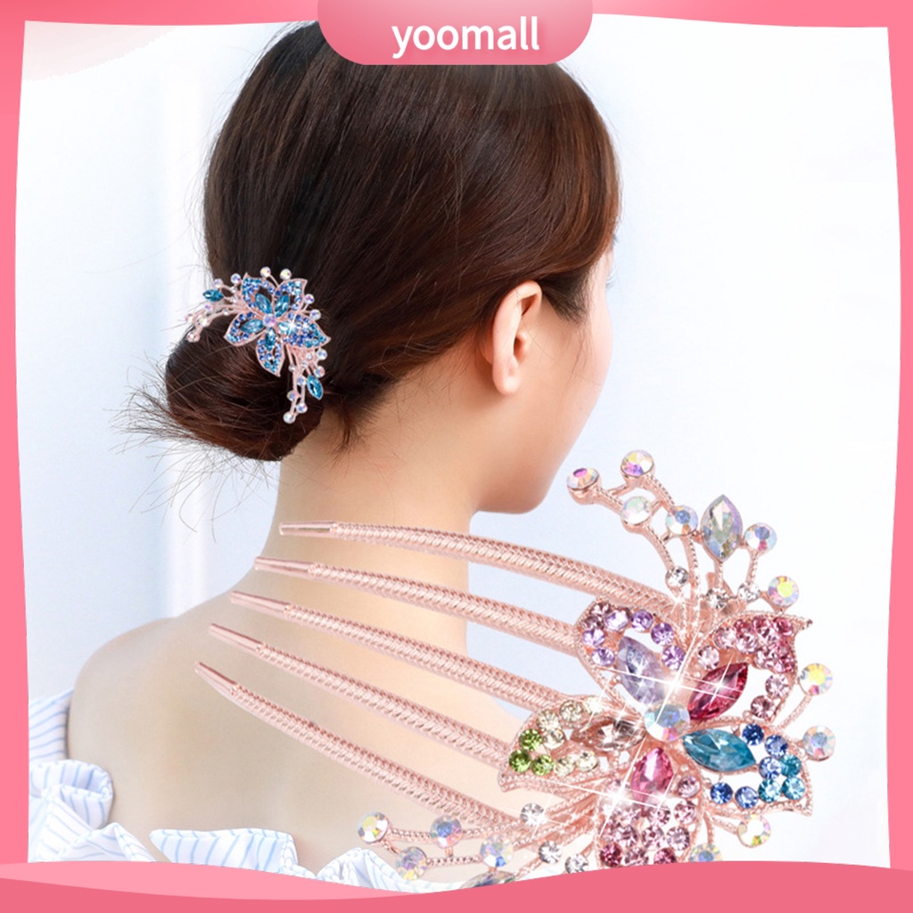 Lược Cài Tóc Hình Hoa Lá Đính Đá Xinh Xắn Cho Nữ