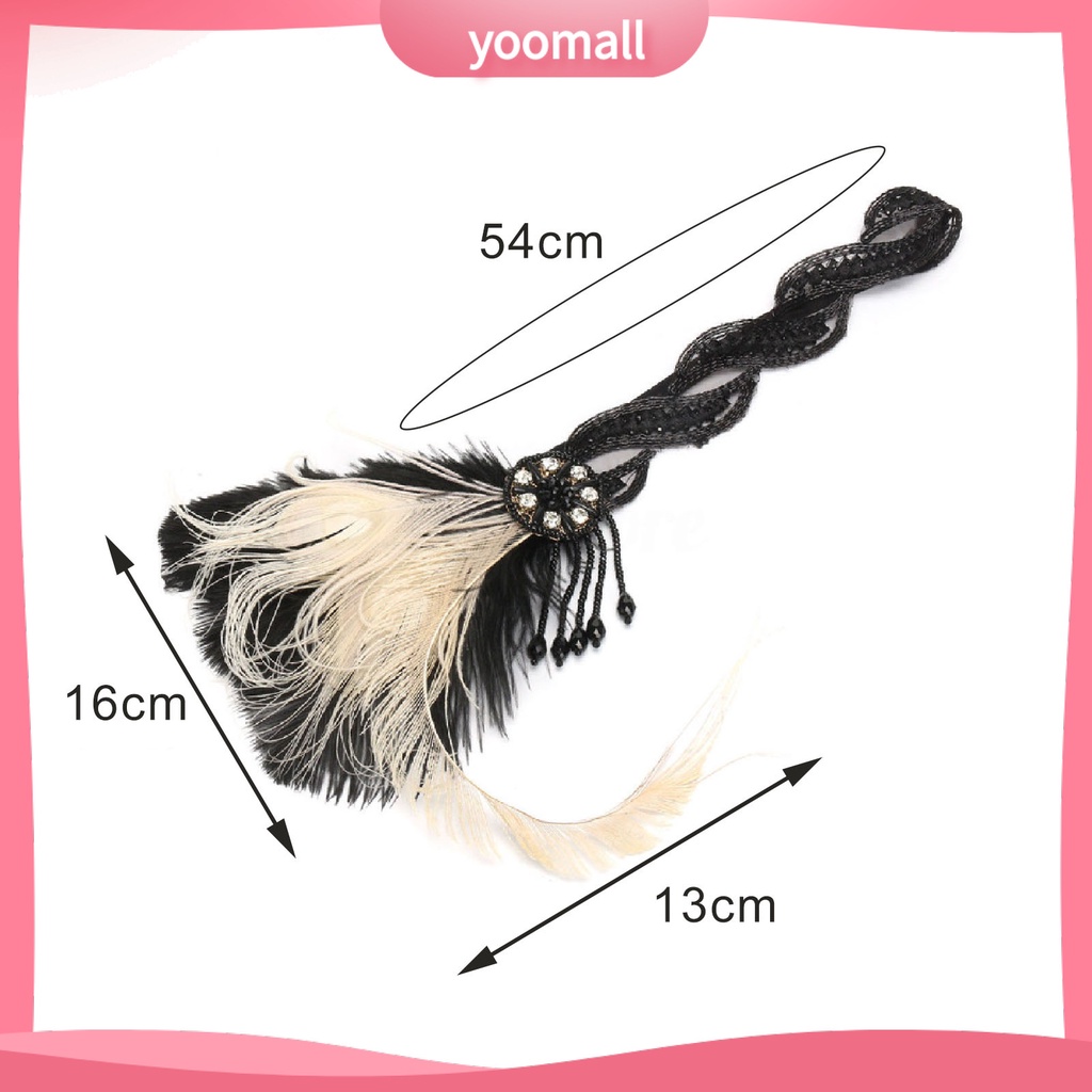 Băng Đô Cài Tóc Đính Lông Vũ Và Đá Lấp Lánh Cho Cô Dâu