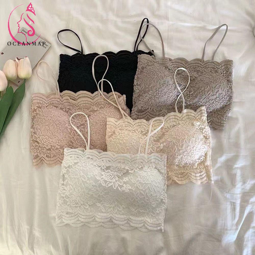 OCEANMAP Áo Ống Không Đường May Thoáng Khí Màu Trơn Có Đệm Ngực Cho Nữ