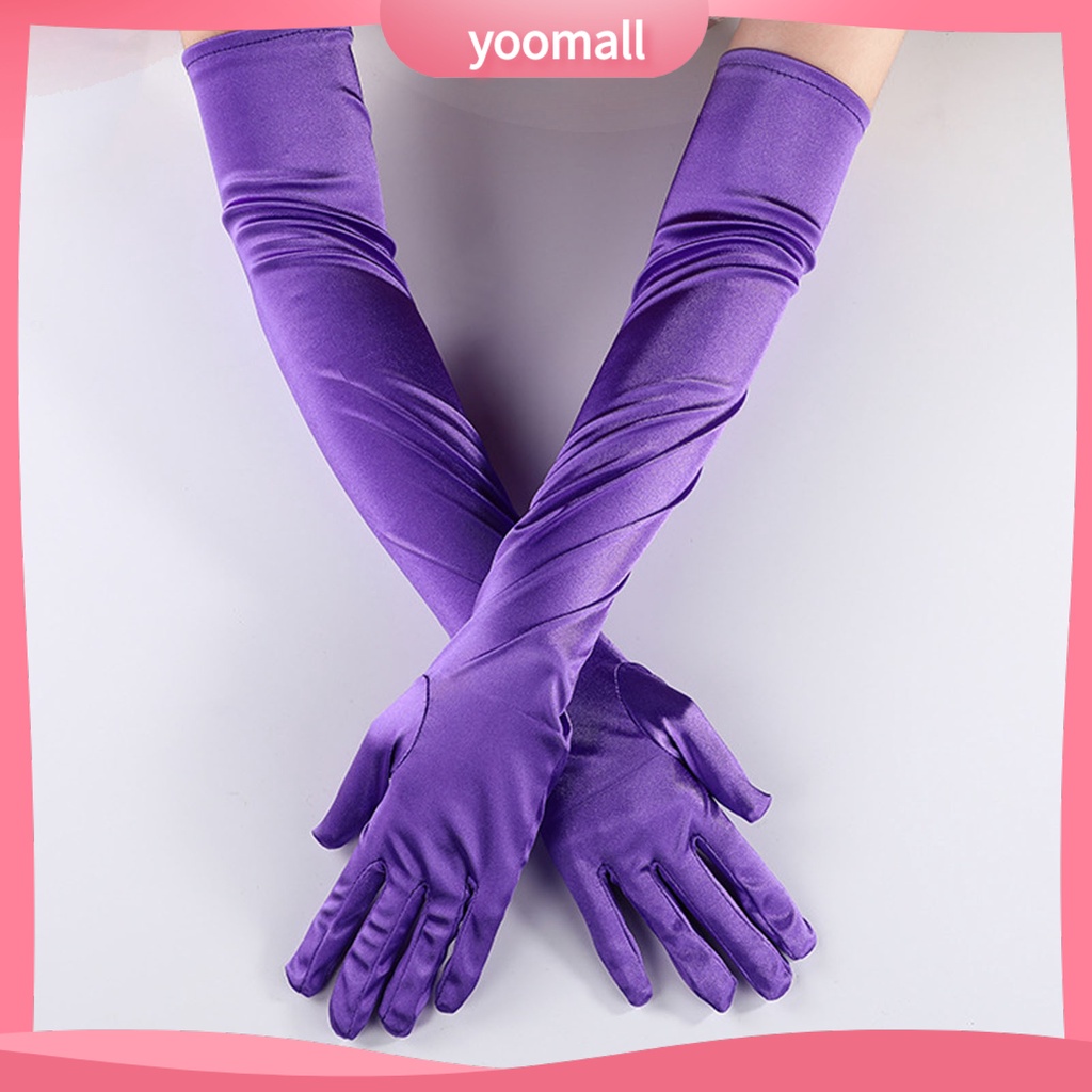 1 Đôi Găng Tay Dài Đến Khuỷu Tay Bằng Vải Satin Siêu Mềm Co Giãn Không Phai Màu Trang Trí Tiệc Cưới Cho Nữ