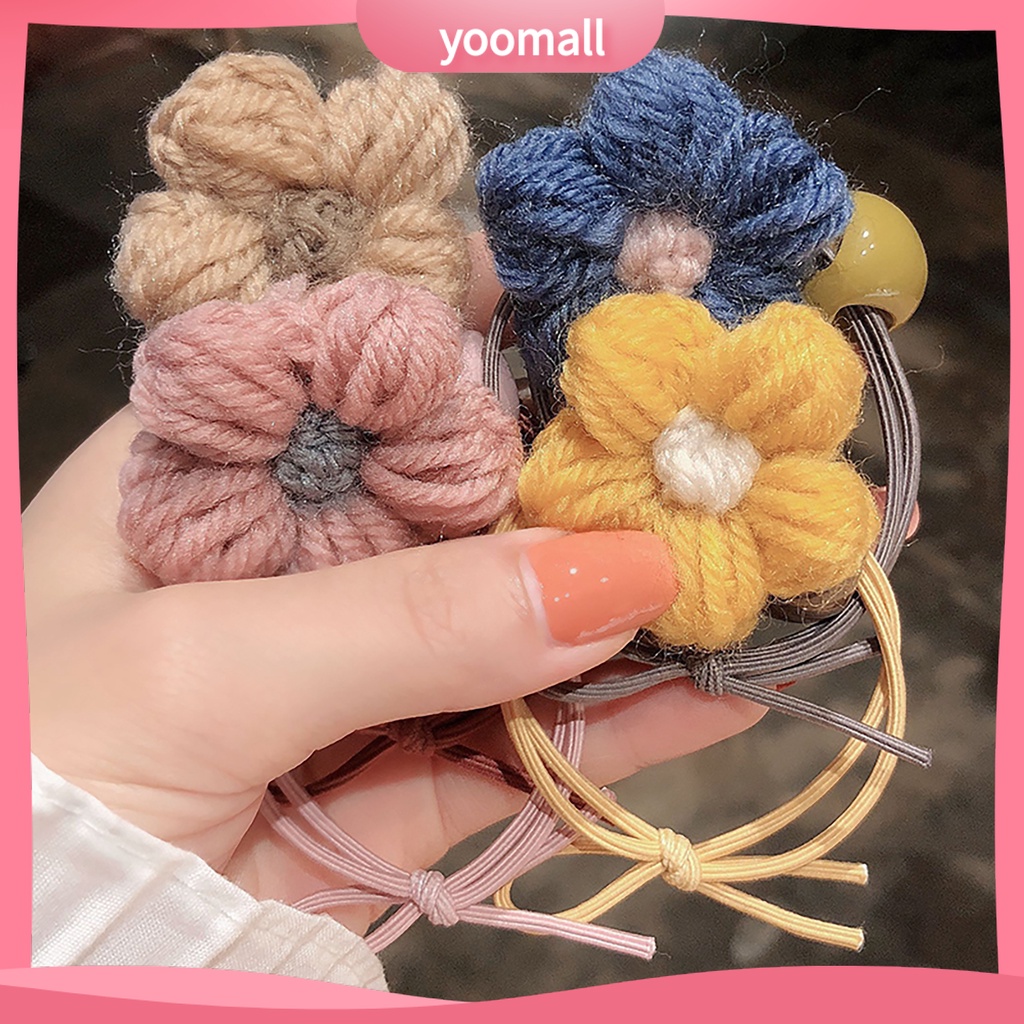 Dây Cột Tóc Co Giãn Mềm Mại Đính Hoa Dễ Thương Cho Bé Gái