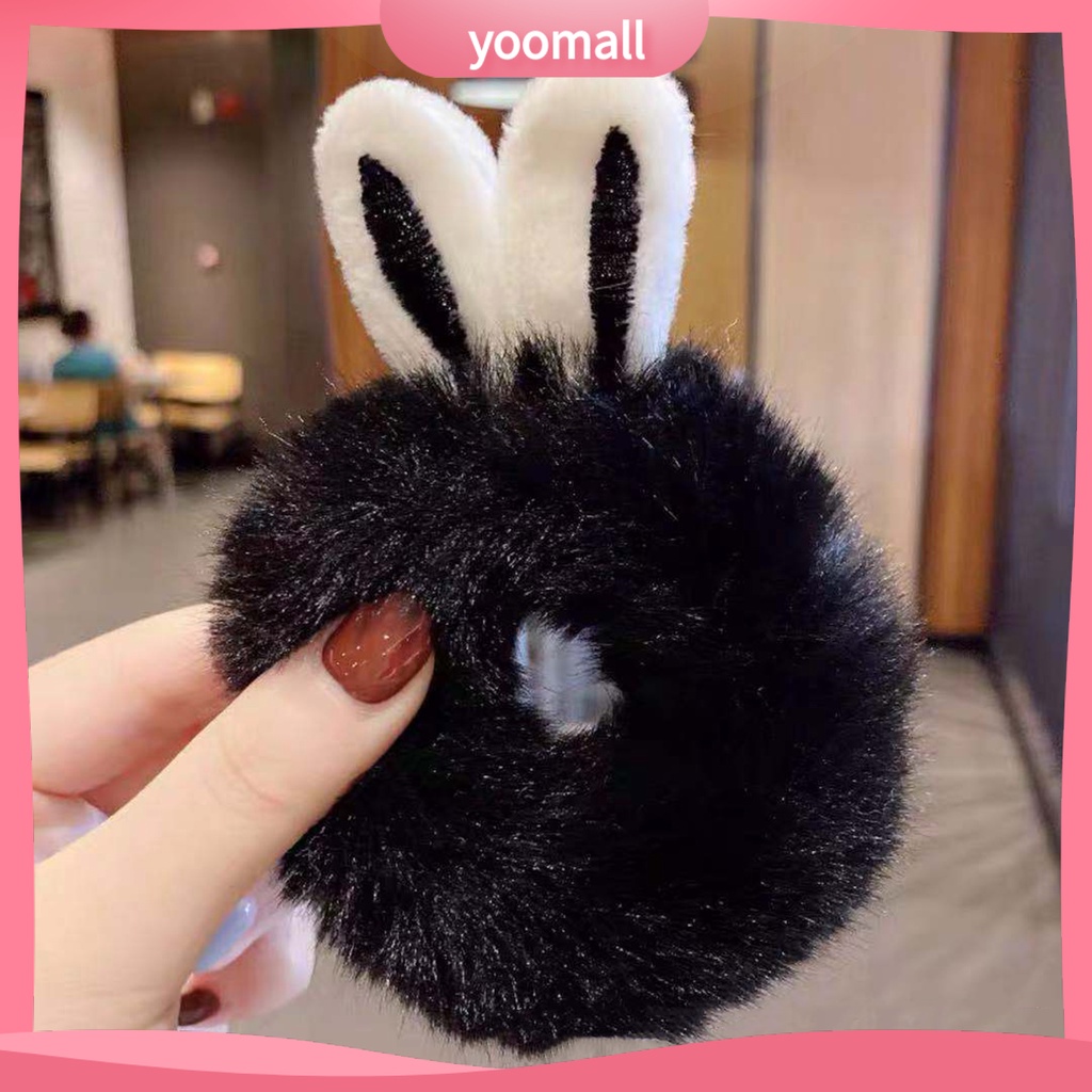 [YM] Dây Buộc Tóc Co Giãn Tốt Đính Tai Thỏ Hoạt Hình Bằng Lông Thỏ Giả Thoải Mái Độ Co Giãn Cao Trang Trí Sức Khỏe Hàng Ngày Cuộc Sống Hàng Ngày