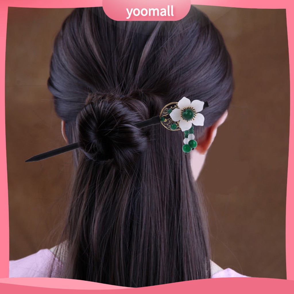 Trâm Cài Tóc Bằng Gỗ Đính Hạt Và Tua Rua Phong Cách Trung Hoa Cổ Điển Cho Nữ