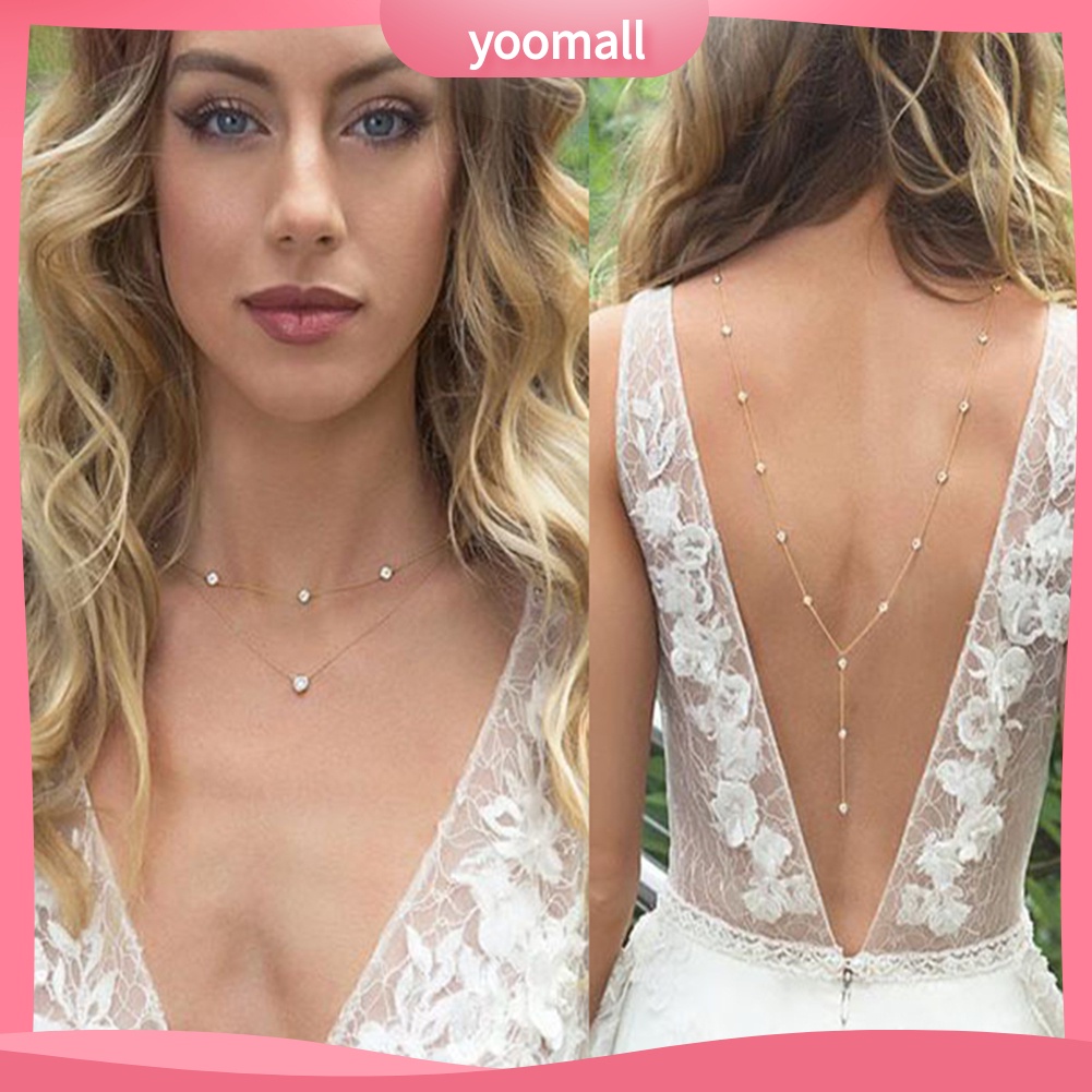 [YM] Vòng cổ Body Chain Dáng Dài Đính Kim Cương Giả Trang Sức Cho Cô Dâu Trong Tiệc Cưới