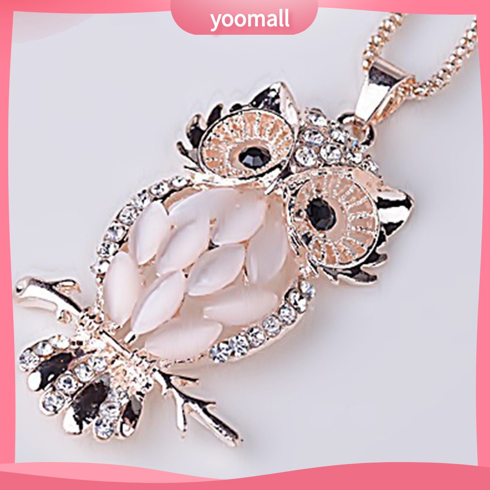 Vòng cổ Mặt Hình Cú Mèo Đính Đá Opal Nhân Tạo Thanh Lịch Cho Nữ