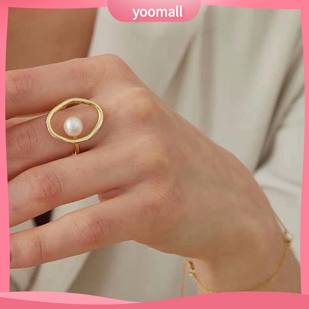 Nhẫn Đính Ngọc Trai Nhân Tạo Thời Trang Dành Cho Nữ