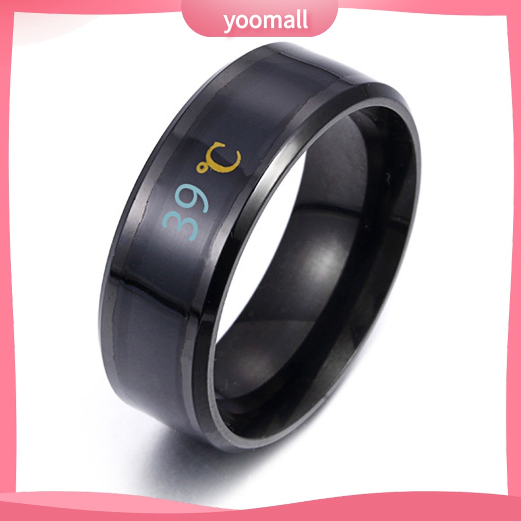 Nhẫn Thép Không Gỉ Hiển Thị Nhiệt Độ Thời Gian Thực Tế Cho Nam Nữ