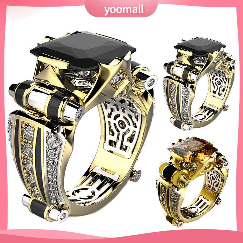 Nhẫn Đính Đá Zircon Sang Trọng Phong Cách Gothic Cổ Điển Dành Cho Nam Nữ