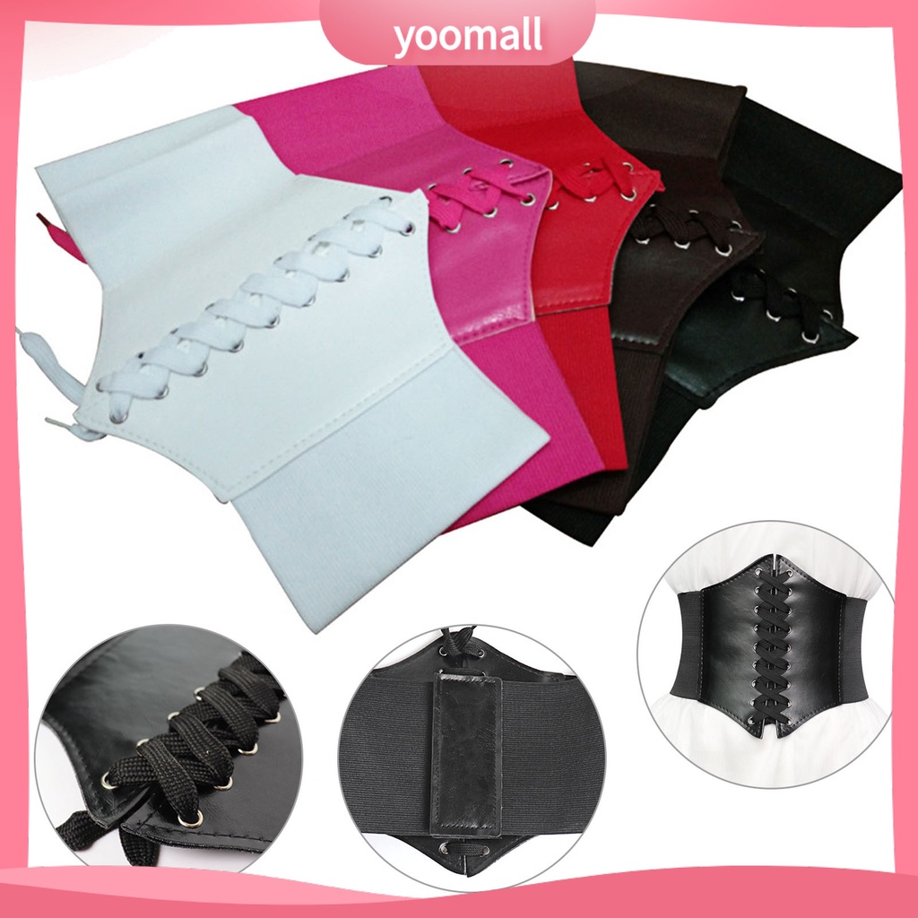 [YM] Thắt Lưng Giả Da Bản Rộng Co Giãn Định Hình Cơ Thể Mặc Hàng Ngày