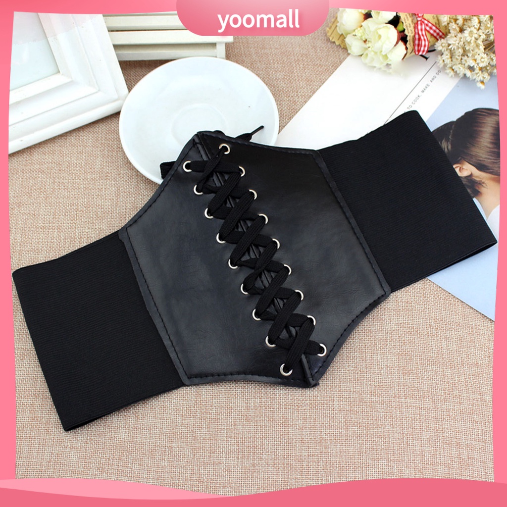 [YM] Thắt Lưng Giả Da Bản Rộng Co Giãn Định Hình Cơ Thể Mặc Hàng Ngày