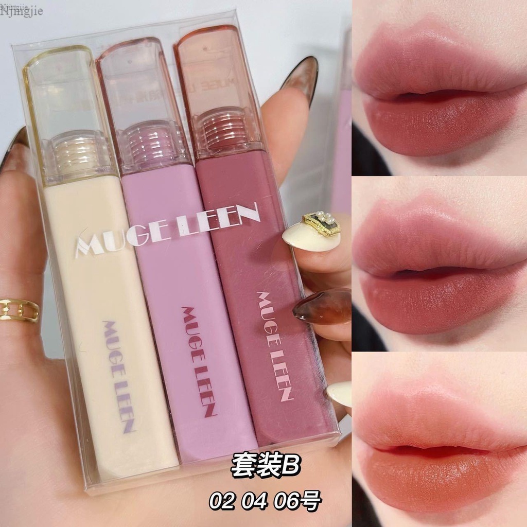 MUGE LEEN~Son Môi Bột Sương Mờ Bề Mặt Mờ Độ Bão Hòa Thấp Ánh Sáng Màu Sắc Tươi Tắn