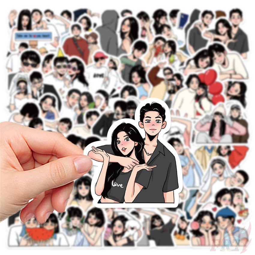 ❉ Cặp Đôi Ngọt Ngào. Miếng Dán Hướng Dẫn Ánh Sáng Tình Yêu Series 01 ❉ Bộ 60 Sticker Chống Thấm Nước Họa Tiết Doodle Hợp Thời Trang