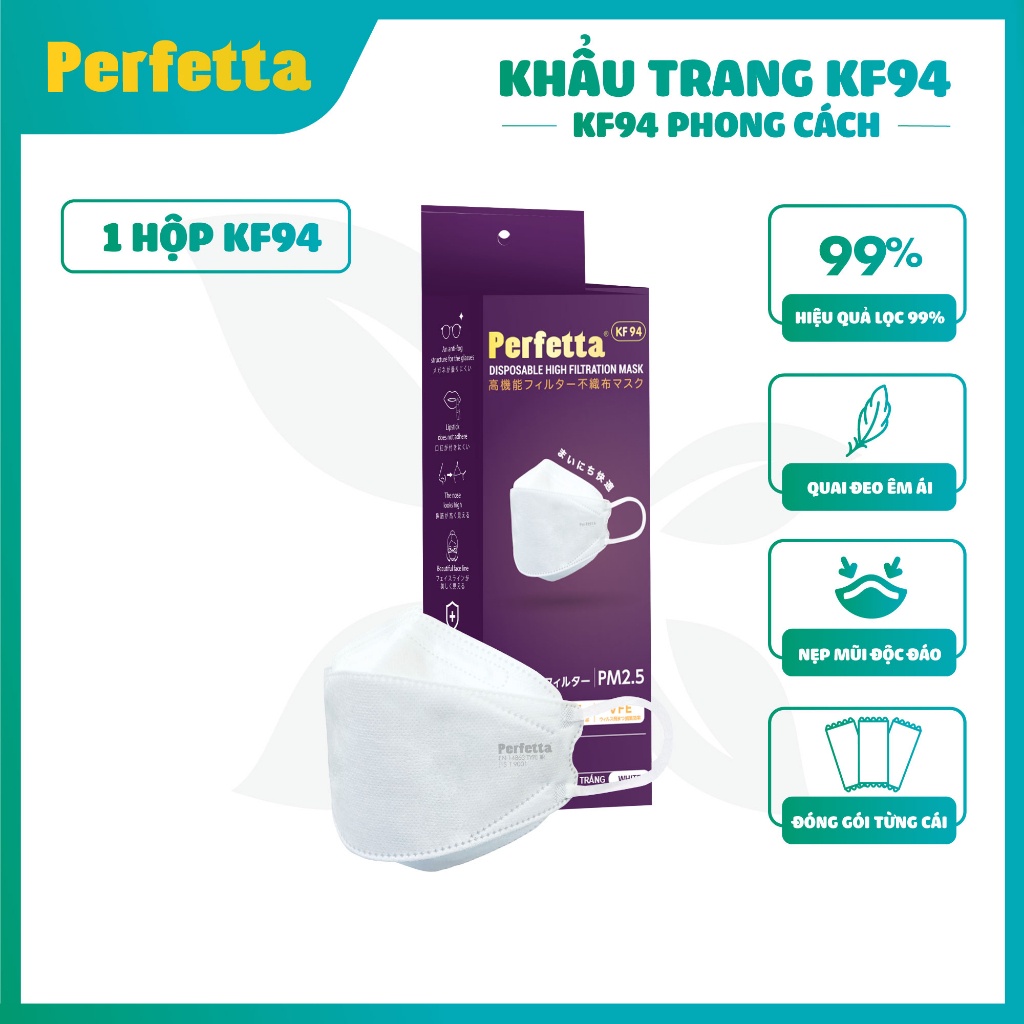 Khẩu Trang KF94 Phong Cách Hàn Quốc - Chính Hãng Perfetta KF94 (20 cái/hộp)