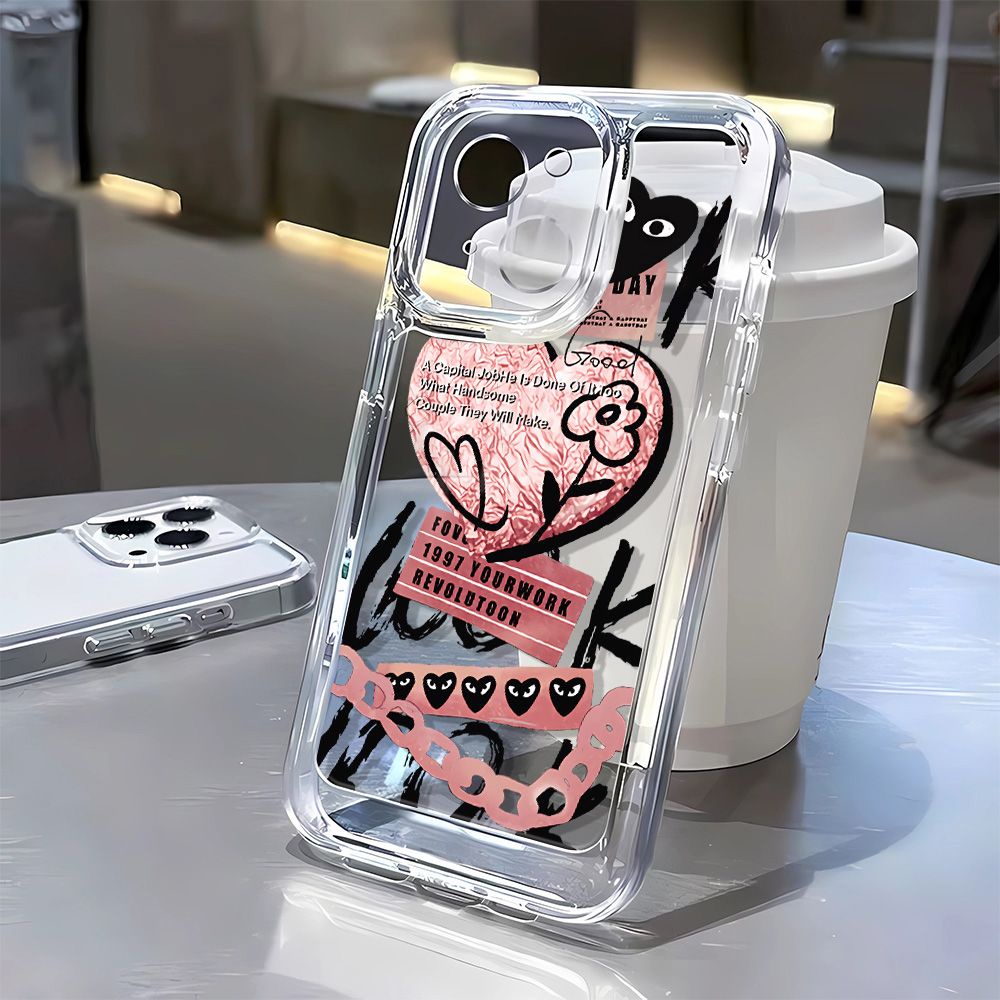 Ốp Điện Thoại Mềm Chống Sốc Màu Hồng Mắt Trái Tim 13 Cho Apple iPhone14Promax 13 11 1378p12 J0TX