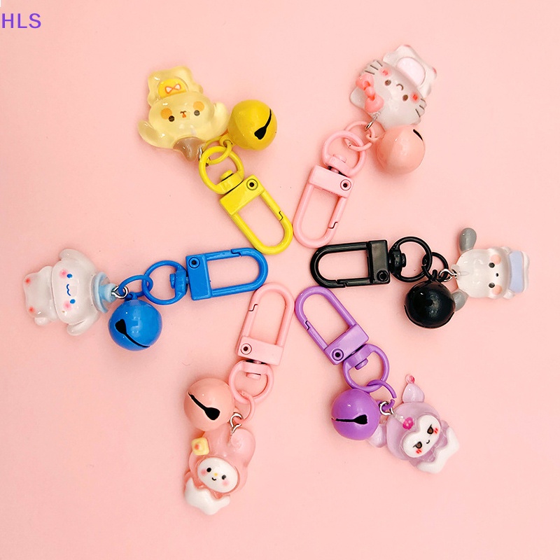 SANRIO Móc Khóa Hình Mèo Kitty / Chó Cinnamon / Cún Cinnamon / Kuromi Melody Có Chuông Dễ Thương